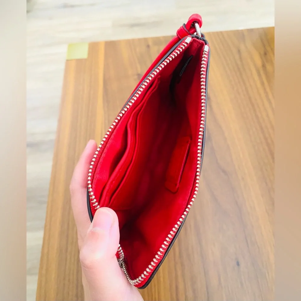 NWOT Coach Leather Wallet Wristlet Pouch Red